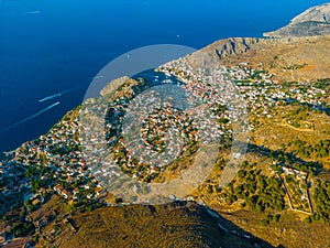 Panorama view of Hydra town in Greece