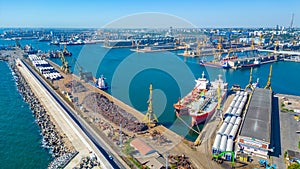 Panorama view of industrial port in Constanta, Romania