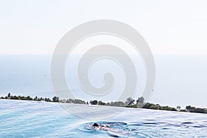 Panorama view of infinity swimming pool.