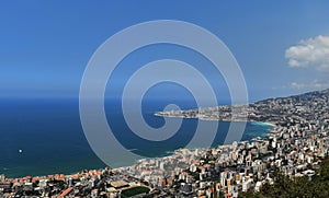 Lebanon , lebanese shore withcontinuous urbanisation on the Mediterranean shore photo
