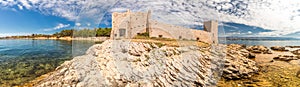 Panorama view of Kastelina castle, fortress ruins on Vir island