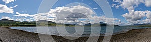 Panorama view of the Kyle of Tongue and surrounding mountains in the Scottish Highlands