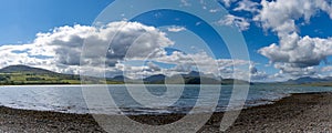 Panorama view of the Kyle of Tongue and surrounding mountains in the Scottish Highlands