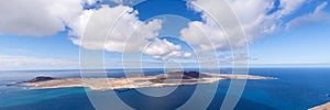 Panorama view of La Graciosa Island. Lanzarote. Canary Islands