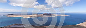 Panorama view of La Graciosa Island. Lanzarote. Canary Islands