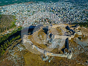 Panorama view of Larissa castle near Greek town Argos