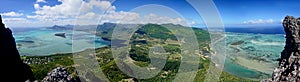 Panorama view from Le Morne Brabant mountain a UNESCO world heritage site Mauritius