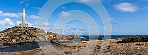 Panorama view of the lighthouse at Capo Palos in Murcia in southeastern Spain photo