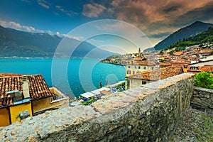 Panorama view of Limone sul Garda, Lombardy region, Italy, Europe