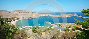 Panorama view at Lindou Bay, Greece