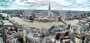 Panorama View Of London From Sky Garden With River Thames, London Tower And Towerbridge In The UK