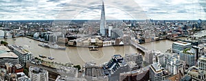 Panorama View Of London From Sky Garden With River Thames, London Tower And Towerbridge In The UK