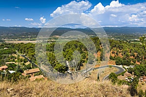 Panorama view of Luberon natural park from Roussillon village, F