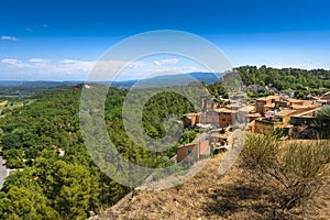 Panorama view of Luberon natural park from Roussillon village, F