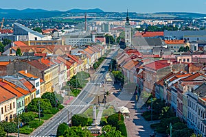 Panorama view of the main square in Presov, Slovakia