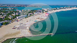 Panorama view of Mamaia beach in Romania