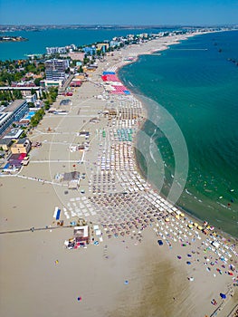 Panorama view of Mamaia beach in Romania
