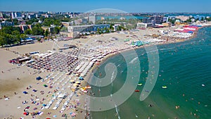 Panorama view of Mamaia beach in Romania