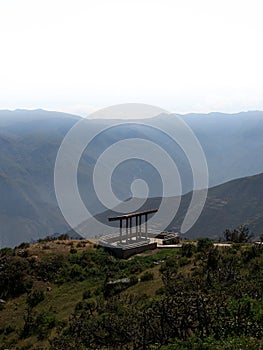Panorama view of Marcahuasi andes plateau rock formations mountain hill valley nature landscape Lima Peru South America