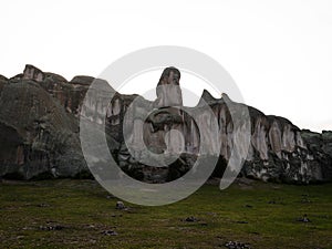 Panorama view of Marcahuasi andes plateau rock formations mountain hill valley nature landscape Lima Peru South America