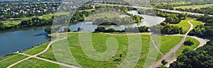 Panorama view master-planned community in Brookside neighborhood near Austin, 90-acre Brushy Creek Lake Park, nature photo