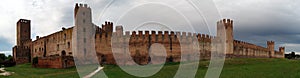 Panorama view of medieval defense walls of the town of Montagnana, Padua, Italy