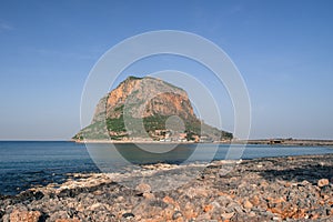 Panorama view of the medival castle of Monemvasia from above