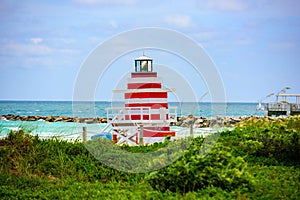 Panorama view of Miami South Beach, Florida, USA. World famous travel location.