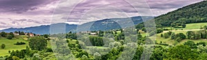 Panorama view of the mountain landscape.