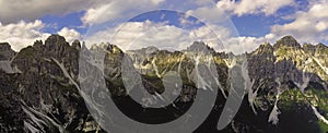 Panorama view from the mountain saddle Kreuzjoch