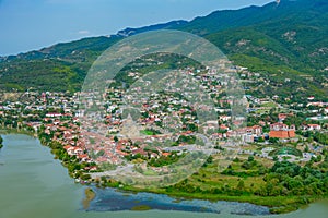 Panorama view of Mtskheta at confluence of Mtkvari and Kura rive