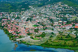 Panorama view of Mtskheta at confluence of Mtkvari and Kura rive