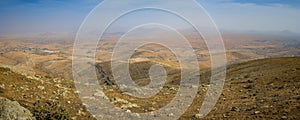 Panorama view on nature and volcanic landscape of Fuerteventura, Canary Islands of Spain