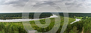 Panorama view of the Neman River and Dzukija National Park in southeastern Lithuania
