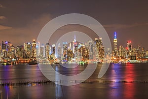 Panorama view of New York City skyline midtown Manhattan in nigh