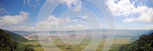 Panorama view of Ngorongoro crater and rim