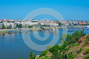 Panorama view of Novi Sad from Petrovaradin fortress in Serbia