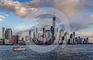 View of NYC skyline at sunset photo