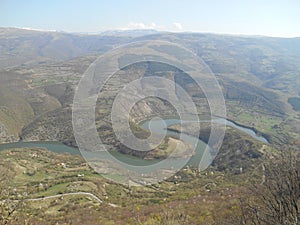 Panorama view of Old mountain and lake Zavoj, near village Paklestica, town Pirot, Serbia