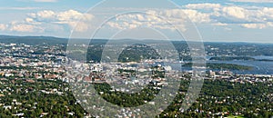 Panorama view of Oslo from Holmenkollen wide