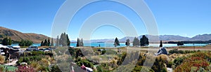 Panorama view over Lake Tekapo New Zealand