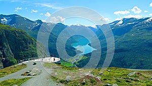 Panorama view over Loen and the inner part of nordfjord, Norway.