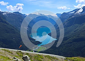 Panorama view over Loen and the inner part of nordfjord, Norway.