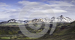 Panorama view over mountains on Iceland