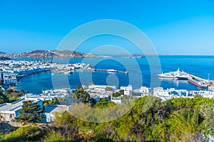 Panorama view over Mykonos in Greece