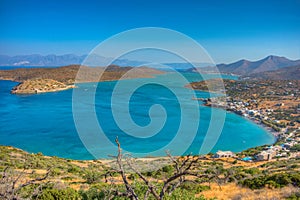 Panorama view over Spinalonga island at Crete, Greece