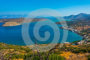 Panorama view over Spinalonga island at Crete, Greece