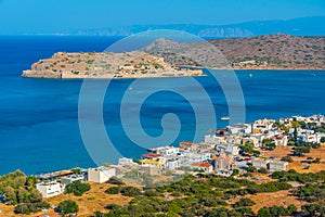 Panorama view over Spinalonga island at Crete, Greece