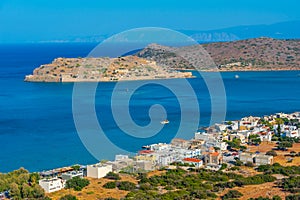 Panorama view over Spinalonga island at Crete, Greece