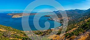 Panorama view over Spinalonga island at Crete, Greece